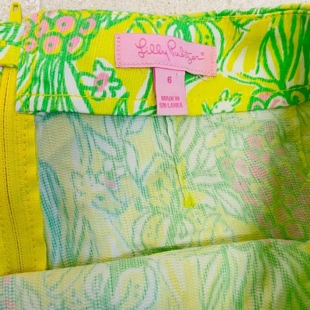 Size 6 Liza Style Crazy Cat House Shorts Lilly Pulitzer Lime Green - Picture 2 of 2